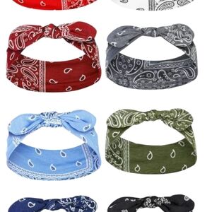 Paisley Patterned Hairband Set - Red, Gray, Blue, Green, Black